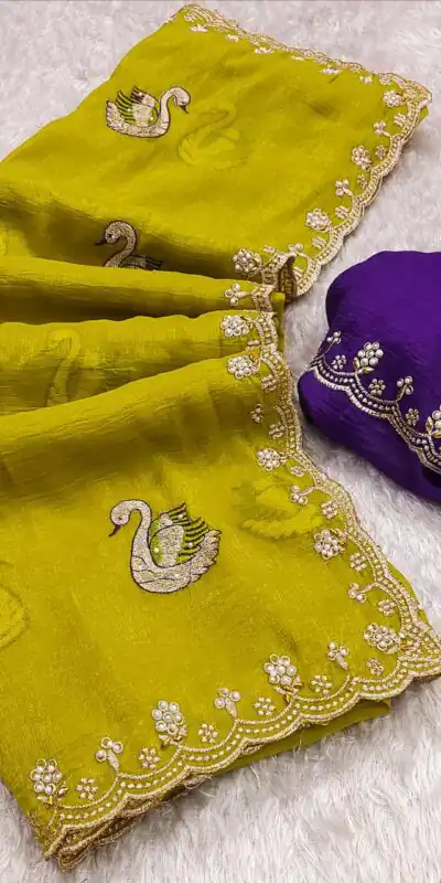 BT 1284 Mustard Crunchy Chiffon Saree Perfect for Wedding, Party, Ethnic Day, Ganesh Chaturthi, Sangeet . Best Price ₹1799. Delivery 4-6 Working Days | Designer Sarees, Embroidered Sarees, Sarees, Bollywood Sarees, Creative Sarees, Ethnic Saree, Modern Digital sarees, Party Wear Sarees