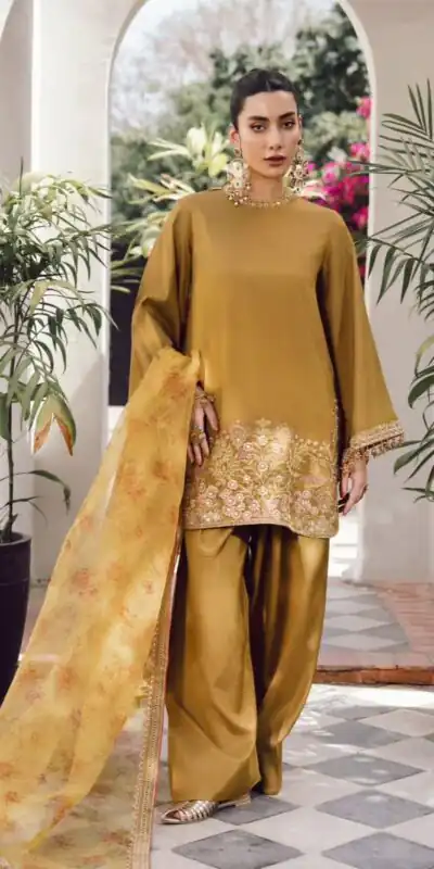 SSR 515 Mustard French Crep Silk With Embroidery Sequence Work with Digital Print & Lace Work Salwar Suit at ₹2099 only. Delivery 4-6 Days | Jump Suits, Salwar suit, Casual Suits, Creative suits, Designer Suits, Palazzo Suits, Party Wear Suits, Patiala Suits, Straight Suits