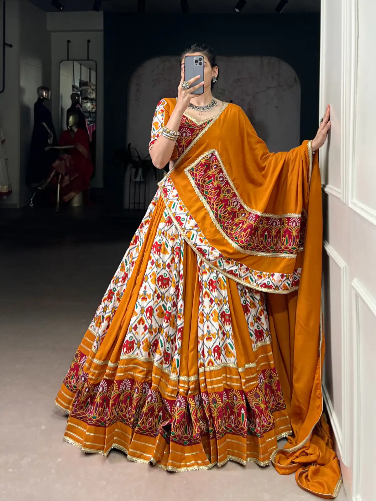 LNB 1685 Mustard Color Tussar Silk Patola Foil Printed Lehenga Choli Festive, Wedding, Party, Events Expected Etc. Delivery 4-6 Working Days @2199/- | Lehenga, Bollywood Lehenga, Creative Lehenga, Designer Lehenga, Embroidered Lehenga, Party Wear Lehenga