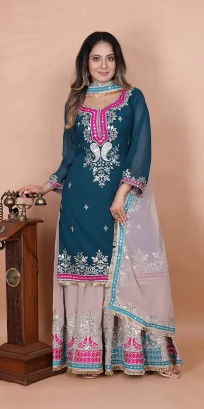 SRK 5260 Pink Faux Georgette With 5mm Embroidery Sequence Work Perfect for Wedding, Party, Karwa Chauth, Ethnic Day, Baisakhi Beast Price At 2149/- Only | Casual Suits, Jump Suits, Salwar suit, Creative suits, Designer Suits, Palazzo Suits, Party Wear Suits, Patiala Suits, Straight Suits