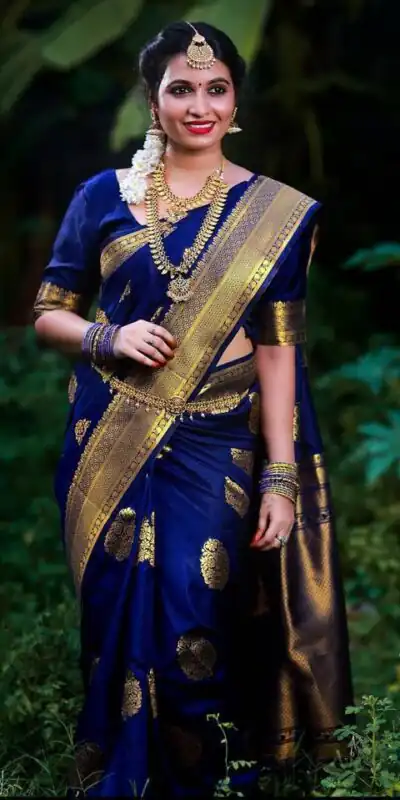 KP 3035 Navy Blue Soft Lichi Silk Saree Perfect for Wedding, Party, Housewarming, Raksha Bandhan, Family Gatherings . Exclusive Offer ₹1399. Delivery | Designer Sarees, Embroidered Sarees, Sarees, Bollywood Sarees, Creative Sarees, Ethnic Saree, Modern Digital sarees, Party Wear Sarees