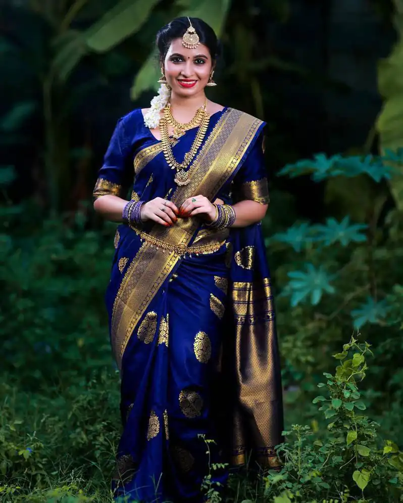 KP 3035 Navy Blue Soft Lichi Silk Saree Perfect for Wedding, Party, Housewarming, Raksha Bandhan, Family Gatherings . Exclusive Offer ₹1399. Delivery | Designer Sarees, Embroidered Sarees, Sarees, Bollywood Sarees, Creative Sarees, Ethnic Saree, Modern Digital sarees, Party Wear Sarees
