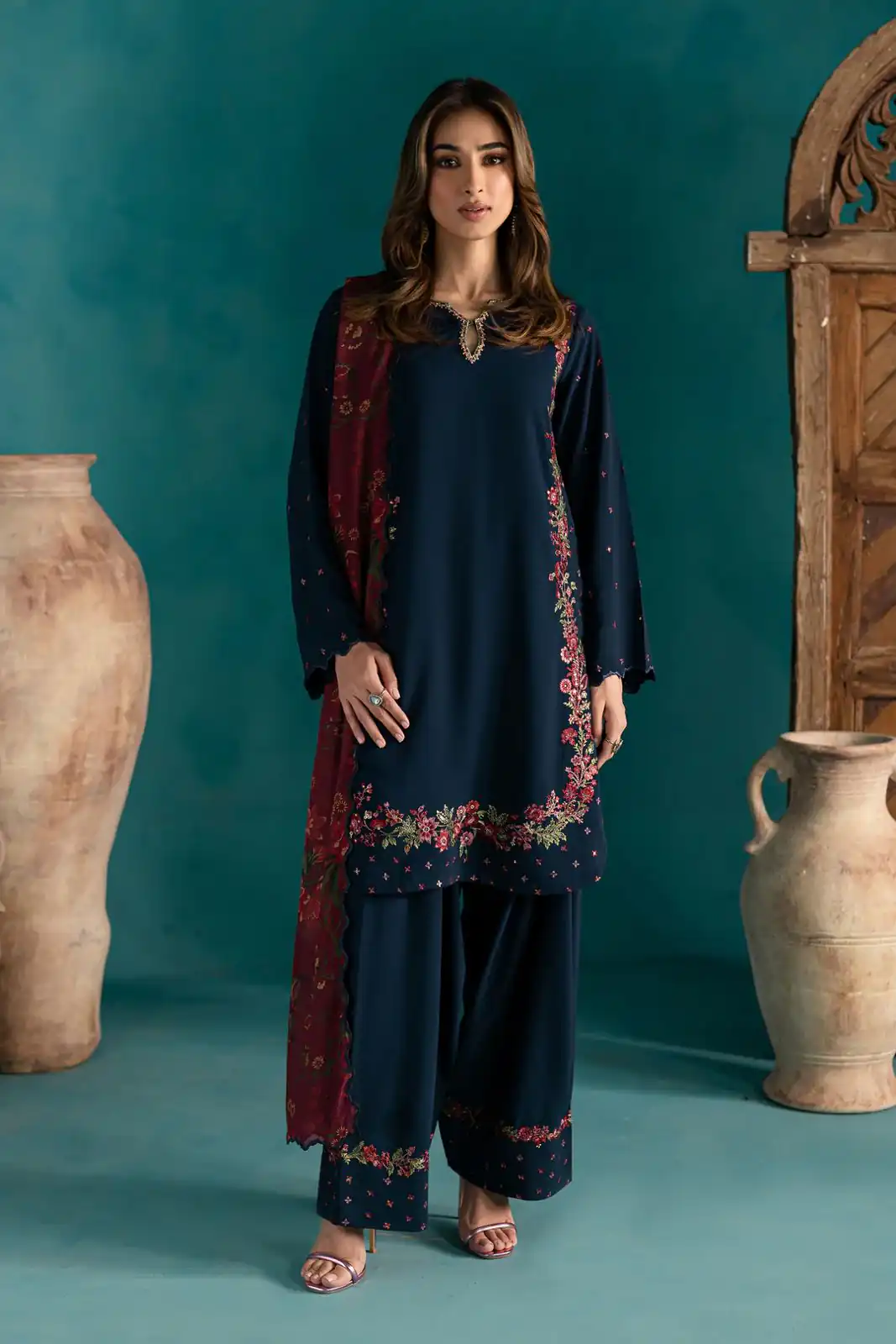 ZSR 3123 Navy Blue Pure Natural Crep Silk with Embroidery Work & Digital Print Salwar Suit . Now at just ₹2049. Delivery 4-6 Working Days. | Jump Suits, Salwar suit, Casual Suits, Creative suits, Designer Suits, Palazzo Suits, Party Wear Suits, Patiala Suits, Straight Suits