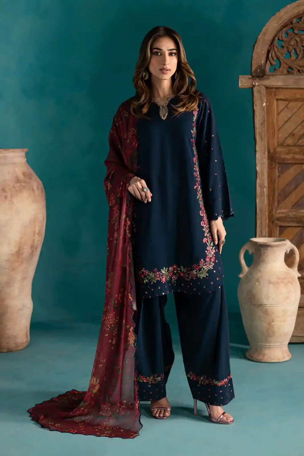 ZSR 3123 Navy Blue Pure Natural Crep Silk with Embroidery Work & Digital Print Salwar Suit . Now at just ₹2049. Delivery 4-6 Working Days. | Jump Suits, Salwar suit, Casual Suits, Creative suits, Designer Suits, Palazzo Suits, Party Wear Suits, Patiala Suits, Straight Suits