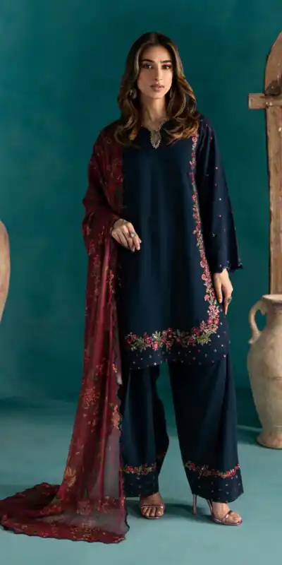 ZSR 3123 Navy Blue Pure Natural Crep Silk with Embroidery Work & Digital Print Salwar Suit . Now at just ₹2049. Delivery 4-6 Working Days. | Jump Suits, Salwar suit, Casual Suits, Creative suits, Designer Suits, Palazzo Suits, Party Wear Suits, Patiala Suits, Straight Suits