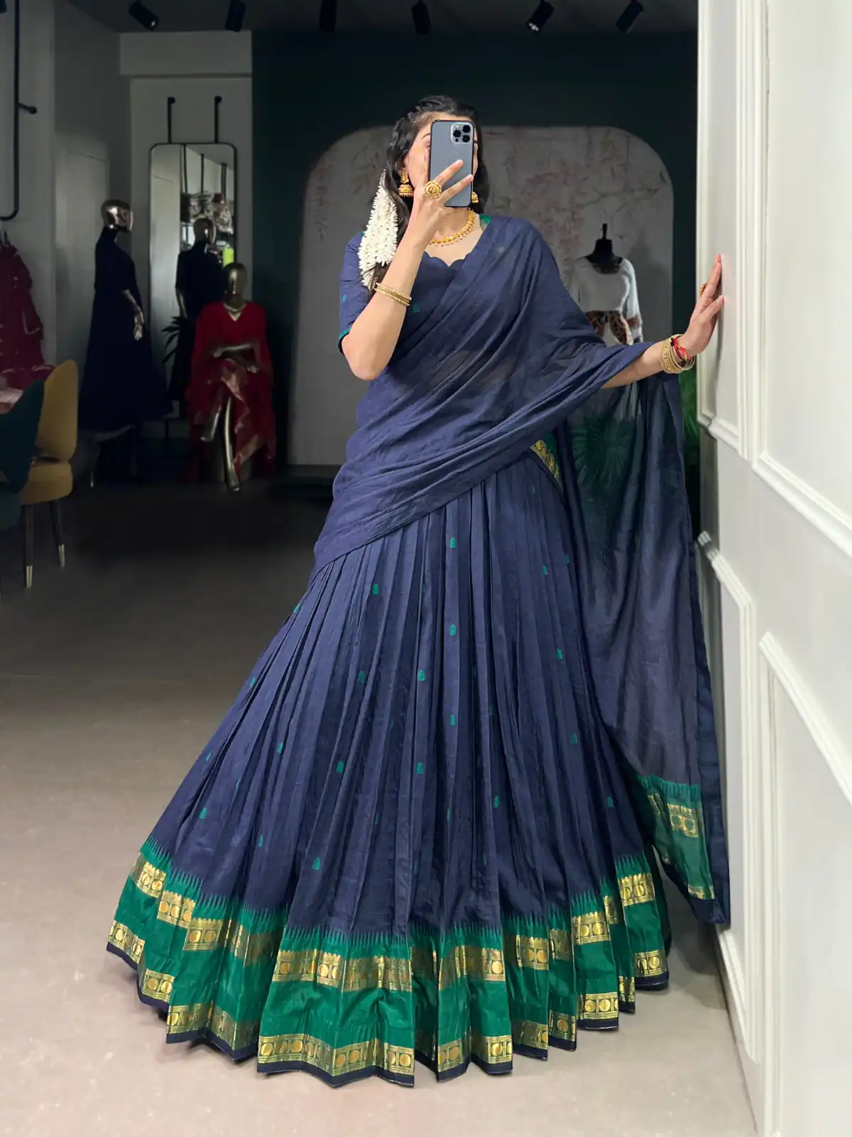 LNB 1904 Navy Blue Pure Chanderi with Zari Work Lehenga Choli . Affordable Price ₹1999. Delivery 4-6 Working Days. Shop now. | Lehenga, Bollywood Lehenga, Creative Lehenga, Designer Lehenga, Embroidered Lehenga, Party Wear Lehenga