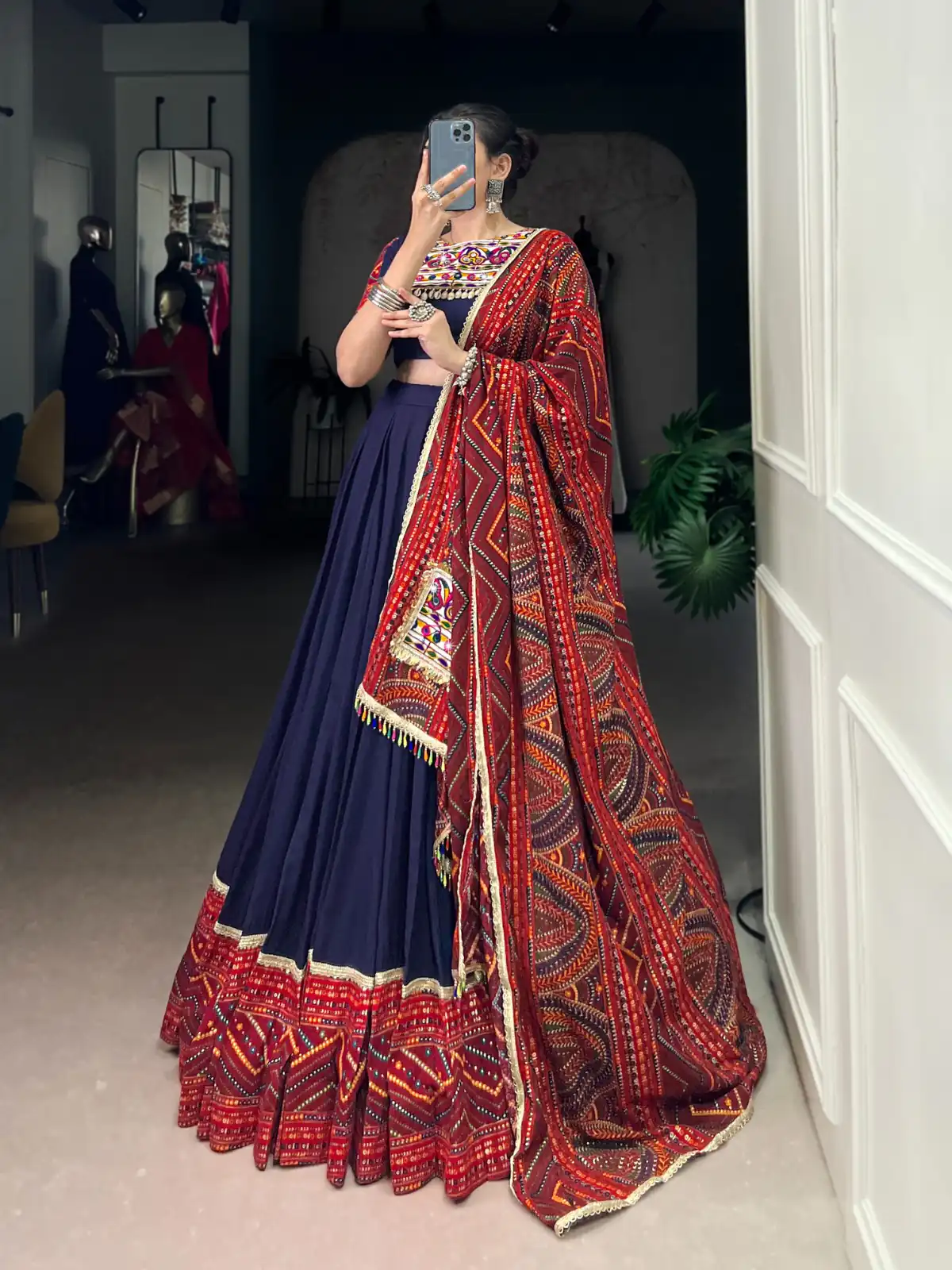 LNB 1661 Navy Blue Pure Rayon Mirror Work & Gamthi Work Lehenga Choli in . Affordable Price ₹4199. Delivery 4-6 Working Days. Shop now. | Lehenga, Bollywood Lehenga, Creative Lehenga, Designer Lehenga, Embroidered Lehenga, Party Wear Lehenga
