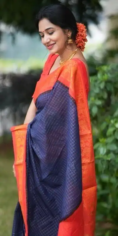 KP 3025 Navy Blue Soft Lichi Silk Saree Perfect for Wedding, Party, Baby Shower, Onam, Durga Puja . Available at ₹1449 only. Delivery 4-6 Working Days. | Designer Sarees, Embroidered Sarees, Sarees, Bollywood Sarees, Creative Sarees, Ethnic Saree, Modern Digital sarees, Party Wear Sarees