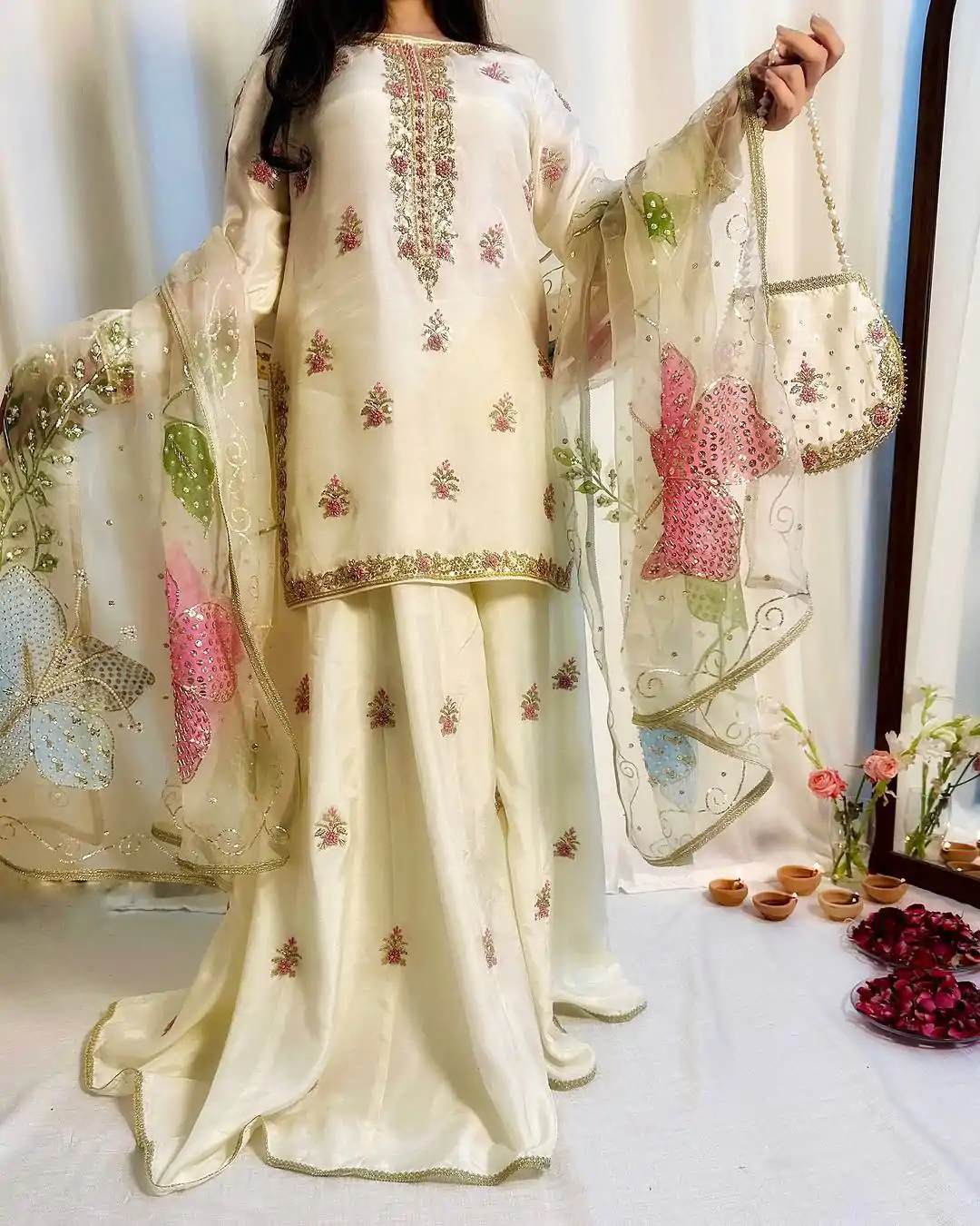 LG 2014 Off White Color Chinon with Embroidery Work Salwar Suit . Wedding, Party, Festive, Events, Get it for ₹1999. Delivery 4-6 Working Days. Shop now. | Jump Suits, Salwar suit, Casual Suits, Creative suits, Designer Suits, Palazzo Suits, Party Wear Suits, Patiala Suits, Straight Suits