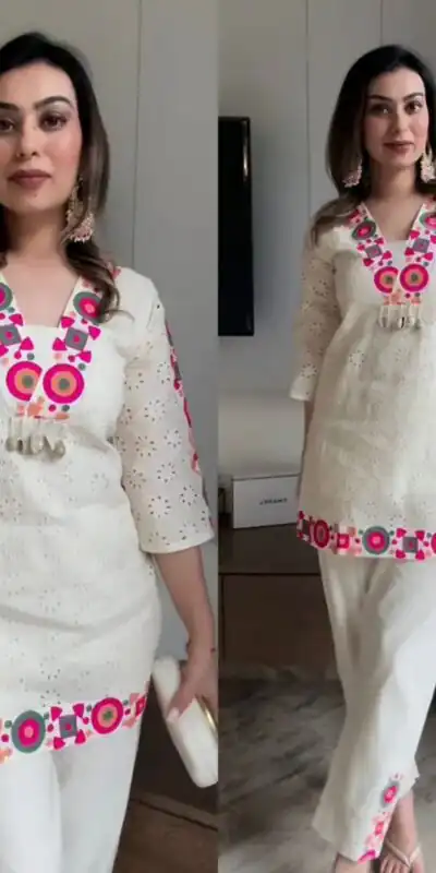 ZSR 3137 Off White | Off White Cotton Salwar Suit with Embroidery Work & Thread Embroidery. Introductory Price ₹1899. Delivery 4-6 Working Days. Shop now. | Casual Suits, Jump Suits, Tops & Bottoms, Track Suits, Salwar suit, Creative suits, Designer Suits, Palazzo Suits, Party Wear Suits, Patiala Suits, Straight Suits, Trendy Wear
