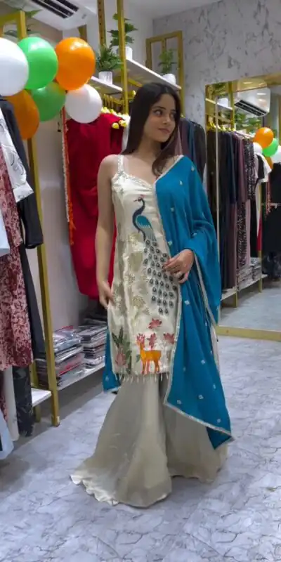 LG 1994 Off White Color French Crape Embroidery Work Salwar Suit Casual, Wedding, Festive, Events . Expected Delivery  4-6 Working Days @1999/- only      | Jump Suits, Salwar suit, Casual Suits, Creative suits, Designer Suits, Palazzo Suits, Party Wear Suits, Patiala Suits, Straight Suits