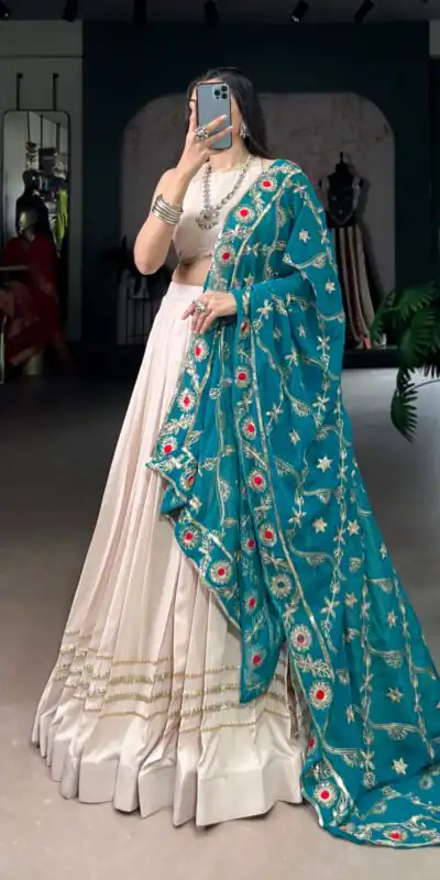 LNB 1692 Off White Pure Rayon Embroidery Work & Sequins Work Lehenga Choli in . Now at just ₹3199. Delivery 4-6 Working Days. Shop now. | Lehenga, Bollywood Lehenga, Creative Lehenga, Designer Lehenga, Embroidered Lehenga, Party Wear Lehenga