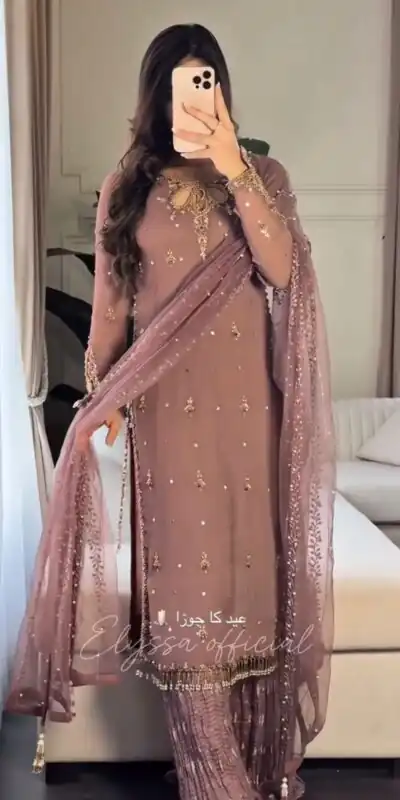 SRK 5264 Onion Georgette With Heavy Embroidery Sequence Work Salwar Suit Wedding, Party, Festive, Events, 4-6 Working Days Only 2049 | Casual Suits, Jump Suits, Tops & Bottoms, Track Suits, Salwar suit, Creative suits, Designer Suits, Palazzo Suits, Party Wear Suits, Patiala Suits, Straight Suits, Trendy Wear