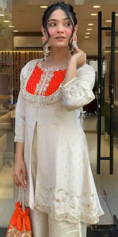 SRK 5277 Orange Mal Cotton With Embroidery Work & Bead Work Salwar Suit . Affordable Price ₹1799. Delivery 4-6 Working Days. Shop now. | Casual Suits, Jump Suits, Salwar suit, Creative suits, Designer Suits, Palazzo Suits, Party Wear Suits, Patiala Suits, Straight Suits