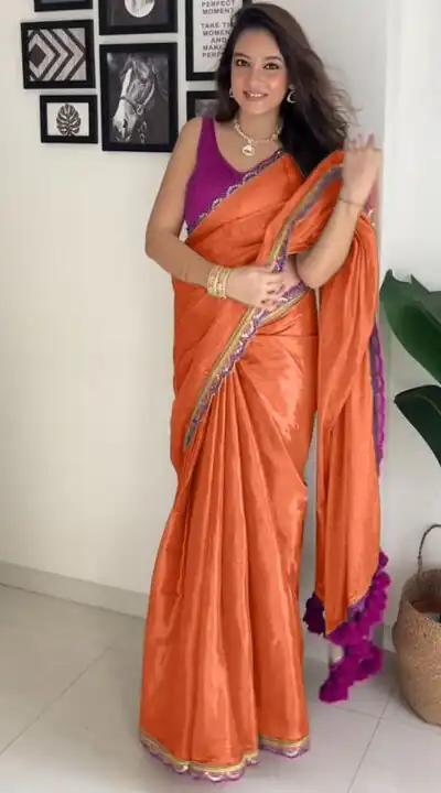 SC 353 Orange Pure Erode Silk With Lace Work & Embroidery Work Saree . Affordable Price ₹1399. Delivery 4-6 Working Days. Shop now. | Designer Sarees, Embroidered Sarees, Sarees, Bollywood Sarees, Creative Sarees, Ethnic Saree, Modern Digital sarees, Party Wear Sarees