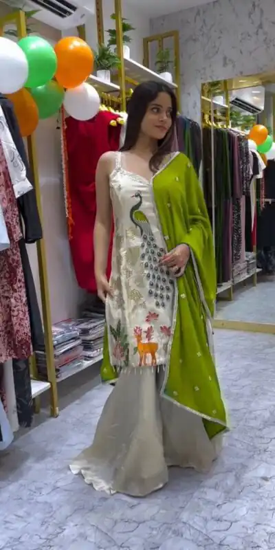 LG 1994 Parrot Green Color French Crape Embroidery Work Salwar Suit Casual, Wedding, Festive, Events . Expected Delivery  4-6 Working Days @1999/- only      | Jump Suits, Salwar suit, Casual Suits, Creative suits, Designer Suits, Palazzo Suits, Party Wear Suits, Patiala Suits, Straight Suits