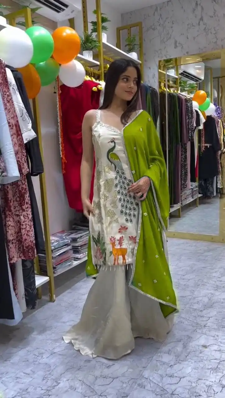 LG 1994 Parrot Green Color French Crape Embroidery Work Salwar Suit Casual, Wedding, Festive, Events . Expected Delivery  4-6 Working Days @1999/- only      | Jump Suits, Salwar suit, Casual Suits, Creative suits, Designer Suits, Palazzo Suits, Party Wear Suits, Patiala Suits, Straight Suits