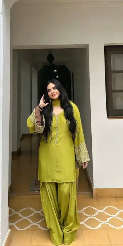 NSR 854 Parrot Green Natural Satin Silk Sequence Work with Lace Work & Embroidery Work Salwaar Suit Now at just ₹1799. Delivery 4-6 Working Days. Shop now. | Casual Suits, Jump Suits, Salwar suit, Creative suits, Designer Suits, Palazzo Suits, Party Wear Suits, Patiala Suits, Straight Suits