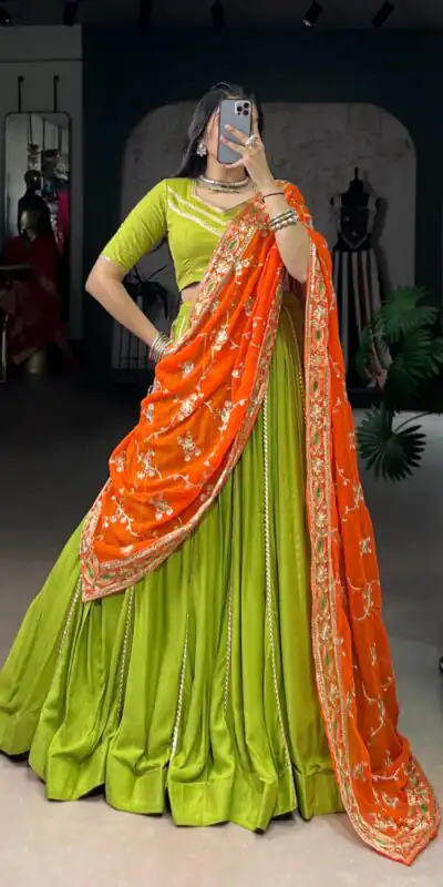 LNB 1692 Parrot Green Pure Rayon Embroidery Work & Sequins Work Lehenga Choli in . Now at just ₹3199. Delivery 4-6 Working Days. Shop now. | Lehenga, Bollywood Lehenga, Creative Lehenga, Designer Lehenga, Embroidered Lehenga, Party Wear Lehenga
