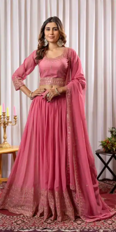 PDC 91 Peach Pure fox Georgette Lehenga Choli erfect for Wedding, Party, Festival Celebrations, Diwali, Karwa Chauth – . Now at just ₹2399. Delivery 4 | Lehenga, Bollywood Lehenga, Creative Lehenga, Designer Lehenga, Embroidered Lehenga, Party Wear Lehenga