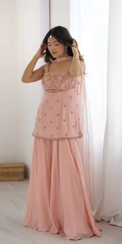 LG 1959 Peach Georgette With Lace Work & Embroidery Work Salwar Suit . Available at ₹1849 only. Delivery 4-6 Working Days. Shop now. | Casual Suits, Jump Suits, Tops & Bottoms, Track Suits, Salwar suit, Creative suits, Designer Suits, Palazzo Suits, Party Wear Suits, Patiala Suits, Straight Suits, Trendy Wear