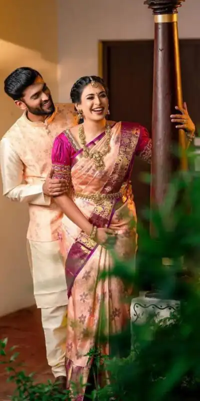 KP 4038 Peach Color Soft Lichi Silk With Lace Work & Lace Border. Saree Price ₹1449 Best. Delivery 4-6 Working Days. Shop now. | Designer Sarees, Embroidered Sarees, Sarees, Bollywood Sarees, Creative Sarees, Ethnic Saree, Modern Digital sarees, Party Wear Sarees