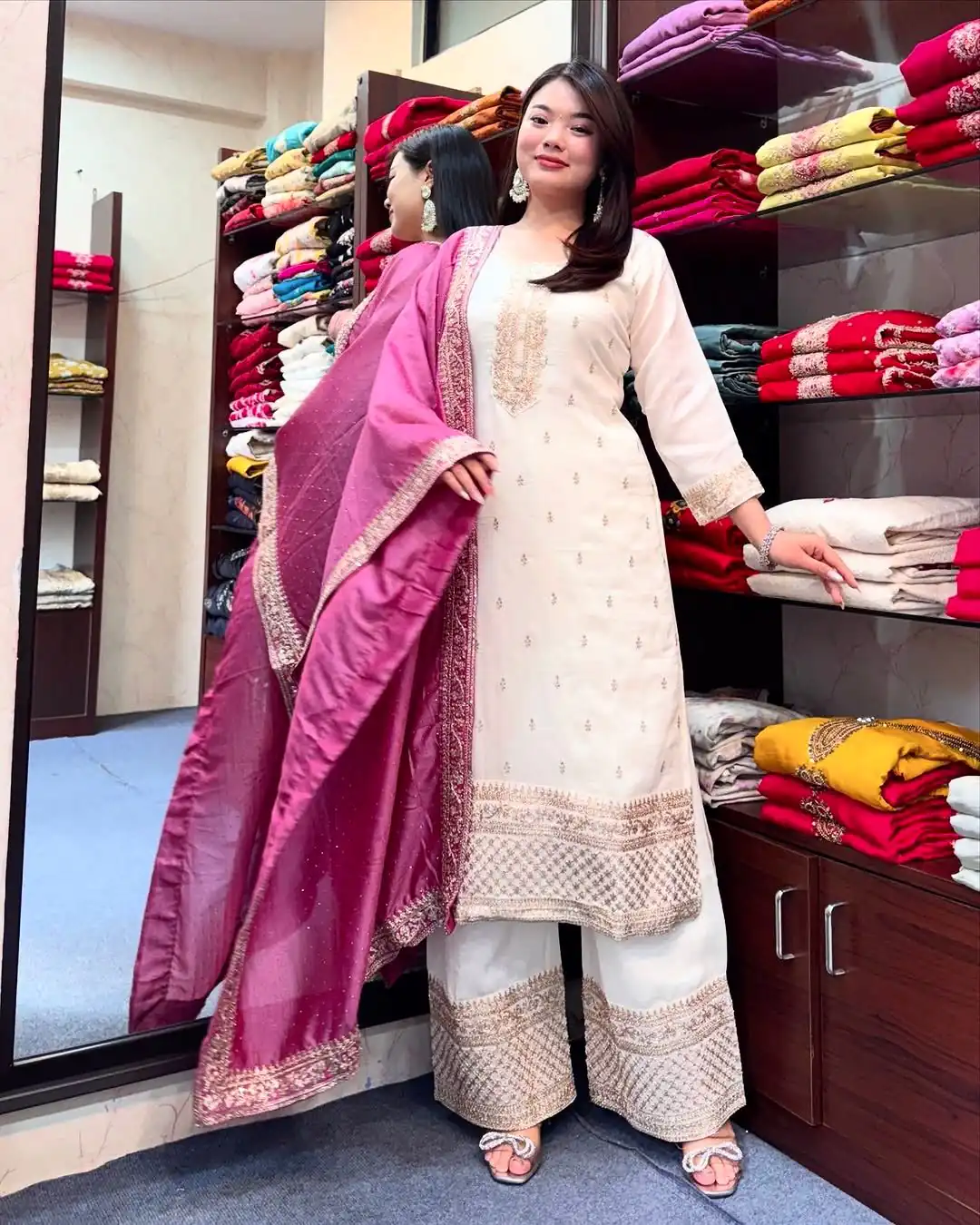 SRK 5140 Pink Chinnon Silk with Embroidery Work & Lace Work Salwar Suit . Affordable Price ₹1799. Delivery 4-6 Working Days. Shop now. | Jump Suits, Salwar suit, Casual Suits, Creative suits, Designer Suits, Palazzo Suits, Party Wear Suits, Patiala Suits, Straight Suits