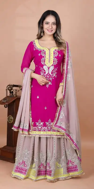 SRK 5260 Pink Faux Georgette With 5mm Embroidery Sequence Work Perfect for Wedding, Party, Karwa Chauth, Ethnic Day, Baisakhi Beast Price At 2149/- Only | Casual Suits, Jump Suits, Salwar suit, Creative suits, Designer Suits, Palazzo Suits, Party Wear Suits, Patiala Suits, Straight Suits