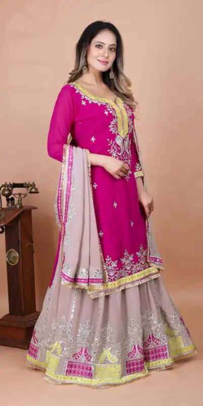 SRK 5260 Pink Faux Georgette With 5mm Embroidery Sequence Work Perfect for Wedding, Party, Karwa Chauth, Ethnic Day, Baisakhi Beast Price At 2149/- Only | Casual Suits, Jump Suits, Salwar suit, Creative suits, Designer Suits, Palazzo Suits, Party Wear Suits, Patiala Suits, Straight Suits
