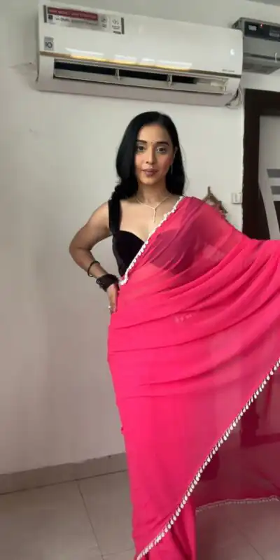 SC 239 Pink Georgette With Lace Work & Lace Border Saree . Wedding, Party, Festive, Events, Exclusive Offer ₹1599. Delivery 4-6 Working Days. Shop now. | Designer Sarees, Embroidered Sarees, Sarees, Bollywood Sarees, Creative Sarees, Ethnic Saree, Modern Digital sarees, Party Wear Sarees