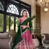 Pink Kanchipuram Embroider Lehenga Choli