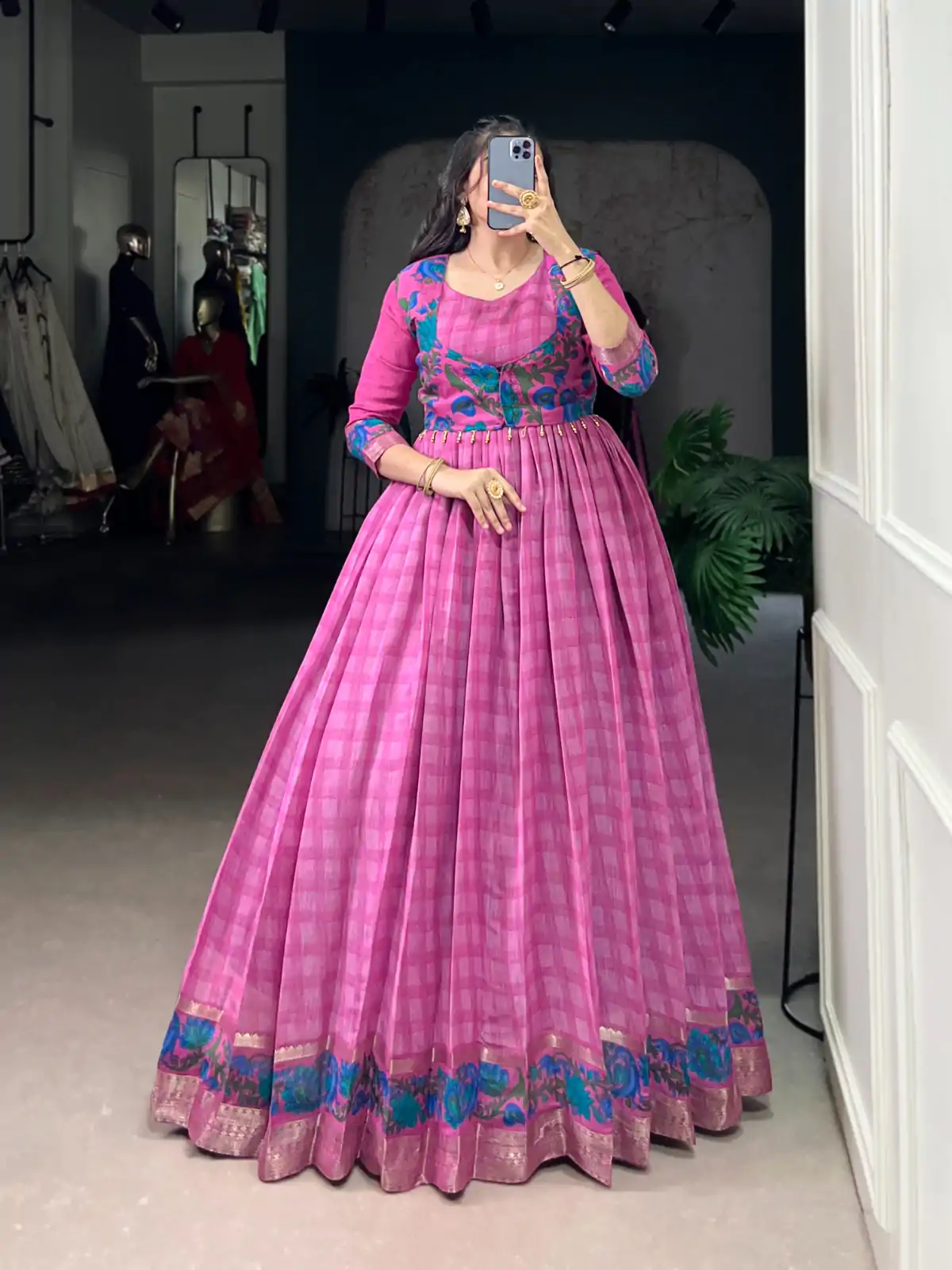YNF 5034 Pink Polyester Viscose Chanderi Zari Work & Lace Work Gown in . Affordable Price ₹1799. Delivery 4-6 Working Days. Shop now. | Gowns, Bollywood Gowns, Creative Gowns, Designer Gowns, Embroidered Gowns, Party Wear Gowns
