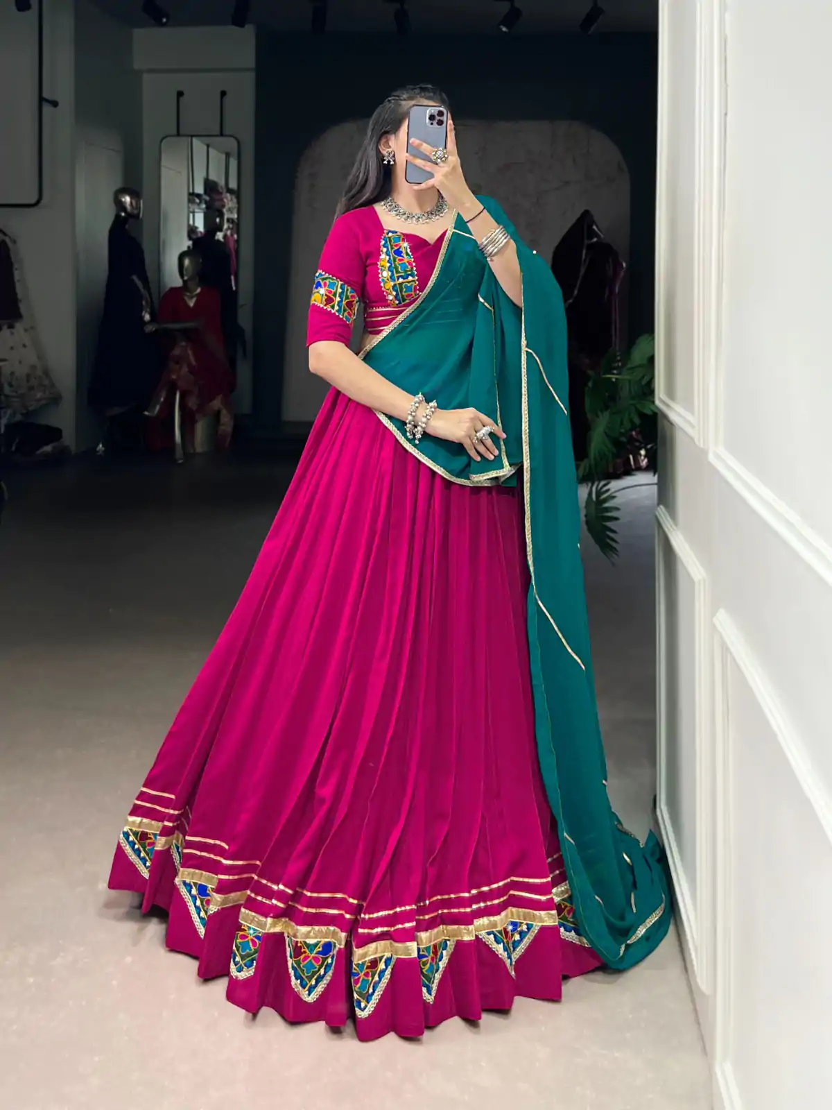 LNB 1751 Pink Pure Rayon Lehenga Choli with Mirror Work & Gamthi Work. Exclusive Offer ₹3399. Delivery 4-6 Working Days. Shop now. | Lehenga, Bollywood Lehenga, Creative Lehenga, Designer Lehenga, Embroidered Lehenga, Party Wear Lehenga