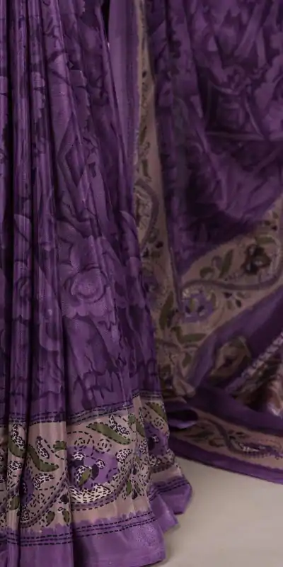 YNF 7056 Purple Crepe Printed with Designer Saree Work. Wedding, Party, Festive, Events, Get it for ₹1499. Delivery 4-6 Working Days. Shop now. | Designer Sarees, Embroidered Sarees, Sarees, Bollywood Sarees, Creative Sarees, Ethnic Saree, Modern Digital sarees, Party Wear Sarees