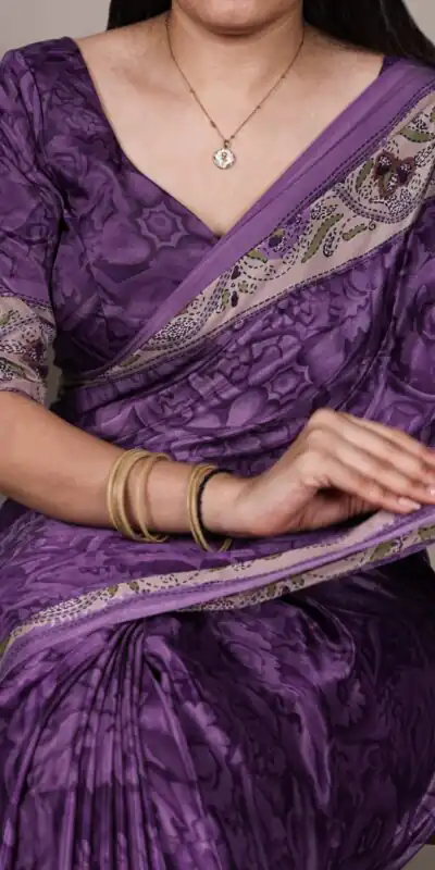 YNF 7056 Purple Crepe Printed with Designer Saree Work. Wedding, Party, Festive, Events, Get it for ₹1499. Delivery 4-6 Working Days. Shop now. | Designer Sarees, Embroidered Sarees, Sarees, Bollywood Sarees, Creative Sarees, Ethnic Saree, Modern Digital sarees, Party Wear Sarees