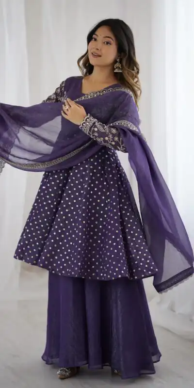 ZSR 3134 Purple Crunchy Silk Salwar Suit Perfect for Wedding, Party, Sangeet, Anniversary, Housewarming Introductory Price ₹2399. Delivery 4-6 | Casual Suits, Jump Suits, Salwar suit, Creative suits, Designer Suits, Palazzo Suits, Party Wear Suits, Patiala Suits, Straight Suits