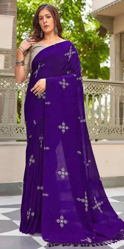 BT 1104 Purple Natural silk with Thread Embroidery & Embroidery Work Saree . Now at just ₹1549. Delivery 4-6 Working Days. Shop now. | Designer Sarees, Embroidered Sarees, Sarees, Bollywood Sarees, Creative Sarees, Ethnic Saree, Modern Digital sarees, Party Wear Sarees