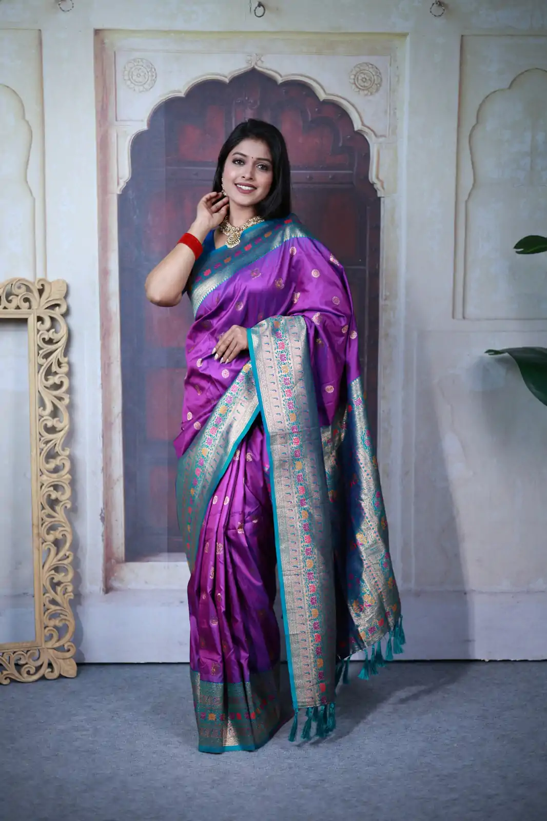 MB 18 Purple Paithani Ajanta Lotus Saree Perfect for Wedding, Party, Lohri, Durga Puja, Eid – . Get it for ₹2449. Delivery 4-6 Working Days. Shop now. | Designer Sarees, Embroidered Sarees, Sarees, Bollywood Sarees, Creative Sarees, Ethnic Saree, Modern Digital sarees, Party Wear Sarees