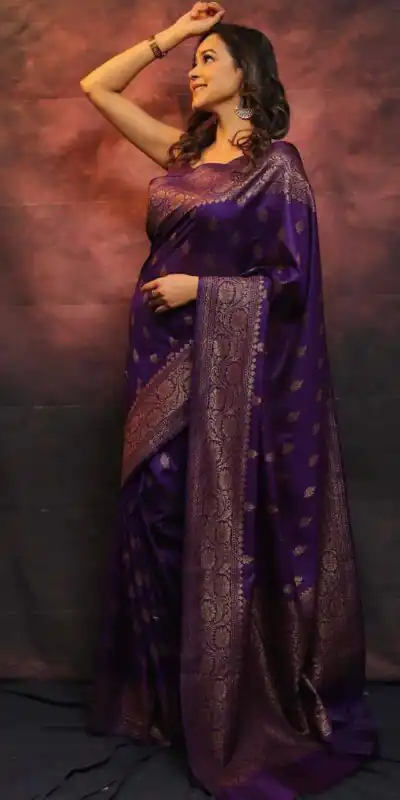 KP 6010 Purple Soft Lichi Silk Jacquard Saree Perfect for Wedding, Party, Traditional Day, Family Gatherings, Sangeet . Grab it for ₹1349. Delivery 4-6 W | Designer Sarees, Embroidered Sarees, Sarees, Bollywood Sarees, Creative Sarees, Ethnic Saree, Modern Digital sarees, Party Wear Sarees