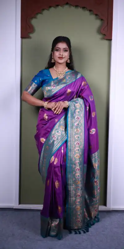 MB 22 Purple Soft Paithani silk Saree Perfect for Wedding, Party, Sangeet, Haldi, Housewarming – . Best Price ₹2449. Delivery 4-6 Working Days. Shop no | Designer Sarees, Embroidered Sarees, Sarees, Bollywood Sarees, Creative Sarees, Ethnic Saree, Modern Digital sarees, Party Wear Sarees