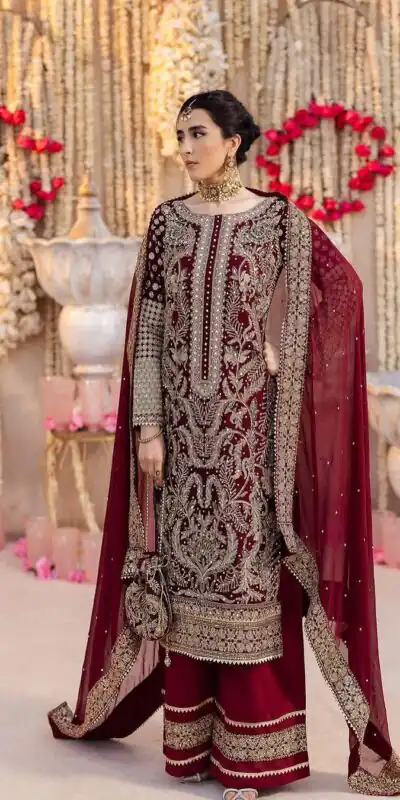 SRK 5297 Rani Pink Heavy Faux Georgette With Chain Stitch Embroidery Sequence Work Salwar Suit Wedding, Party, Festive, Events, 4-6 Working Days At 2399 | Casual Suits, Jump Suits, Salwar suit, Creative suits, Designer Suits, Palazzo Suits, Party Wear Suits, Patiala Suits, Straight Suits