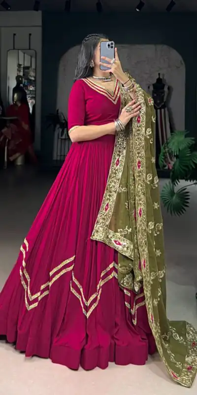 LNB 1692 Rani Pink Pure Rayon Embroidery Work & Sequins Work Lehenga Choli in . Now at just ₹3199. Delivery 4-6 Working Days. Shop now. | Lehenga, Bollywood Lehenga, Creative Lehenga, Designer Lehenga, Embroidered Lehenga, Party Wear Lehenga