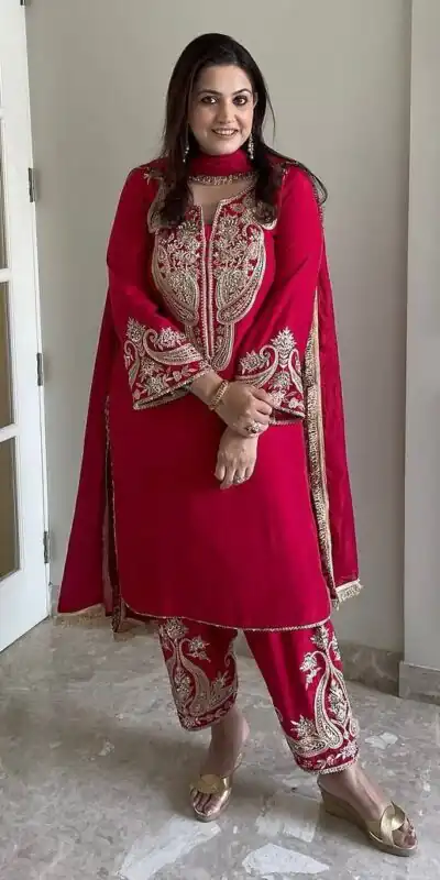 ZSR 3097 Red Pure Chinnon Silk With Embroidery Sequence Work With Full Sleeve Salwar Suit Wedding, Party, Festive, Events Exclusive Offer ₹1899. D | Jump Suits, Tops & Bottoms, Track Suits, Salwar suit, Casual Suits, Creative suits, Designer Suits, Palazzo Suits, Party Wear Suits, Patiala Suits, Straight Suits, Trendy Wear