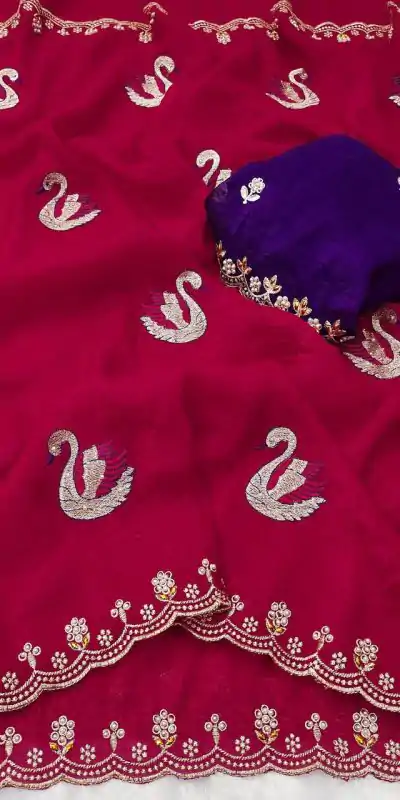 BT 1284 Red Crunchy Chiffon Saree Perfect for Wedding, Party, Ethnic Day, Ganesh Chaturthi, Sangeet . Best Price ₹1799. Delivery 4-6 Working Days | Designer Sarees, Embroidered Sarees, Sarees, Bollywood Sarees, Creative Sarees, Ethnic Saree, Modern Digital sarees, Party Wear Sarees