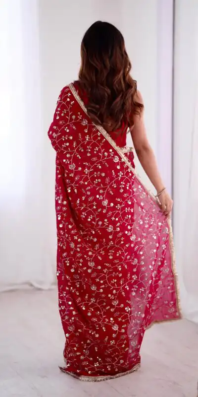 SRK 5296 Red Crunchy Silk Lace Work & Embroidery Work Saree in . Special Price ₹1799. Delivery 4-6 Working Days. Shop now. | Designer Sarees, Embroidered Sarees, Sarees, Bollywood Sarees, Creative Sarees, Ethnic Saree, Modern Digital sarees, Party Wear Sarees