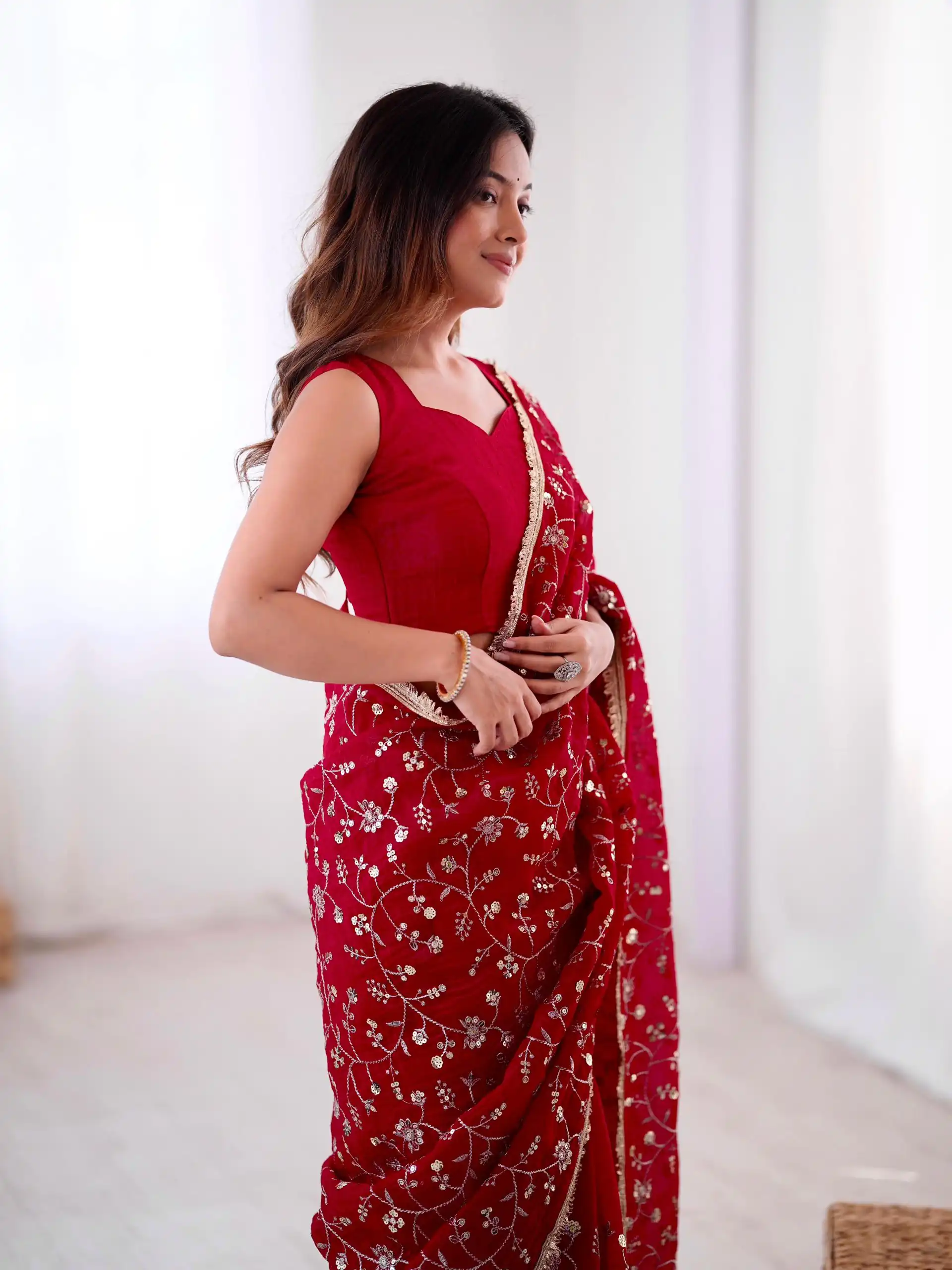 SRK 5296 Red Crunchy Silk Lace Work & Embroidery Work Saree in . Special Price ₹1799. Delivery 4-6 Working Days. Shop now. | Designer Sarees, Embroidered Sarees, Sarees, Bollywood Sarees, Creative Sarees, Ethnic Saree, Modern Digital sarees, Party Wear Sarees