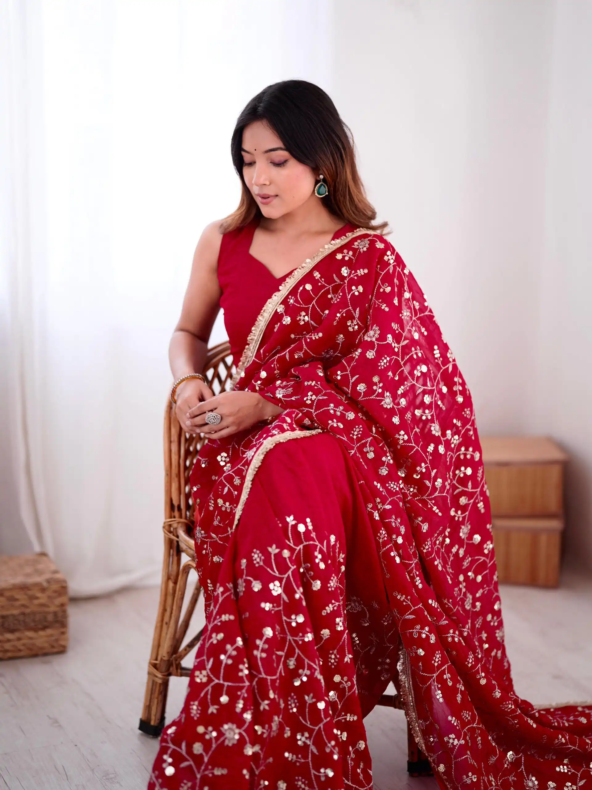 SRK 5296 Red Crunchy Silk Lace Work & Embroidery Work Saree in . Special Price ₹1799. Delivery 4-6 Working Days. Shop now. | Designer Sarees, Embroidered Sarees, Sarees, Bollywood Sarees, Creative Sarees, Ethnic Saree, Modern Digital sarees, Party Wear Sarees