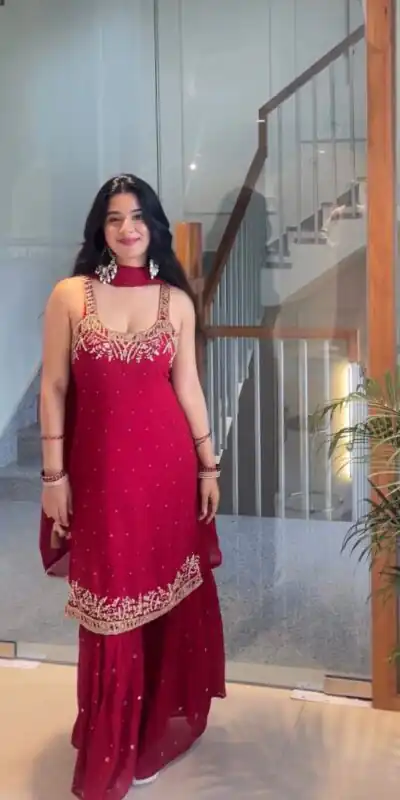 KD 1531 Red Faux Georgette Lace Work Salwar Suit in . Wedding, Party, Festive, Events, Grab it for ₹2399. Delivery 4-6 Working Days. Shop now. | Casual Suits, Jump Suits, Tops & Bottoms, Track Suits, Salwar suit, Creative suits, Designer Suits, Palazzo Suits, Party Wear Suits, Patiala Suits, Straight Suits, Trendy Wear