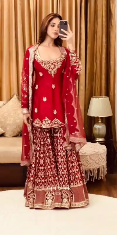 SSR 486 Red Georgette with Embroidery Work & Lace Work Salwar Suit . Festive Deal ₹1949. Delivery 4-6 Working Days. Shop now. | Casual Suits, Jump Suits, Tops & Bottoms, Track Suits, Salwar suit, Creative suits, Designer Suits, Palazzo Suits, Party Wear Suits, Patiala Suits, Straight Suits, Trendy Wear