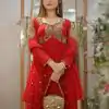 Red Georgette Sequence Lace Work Salwar Suit